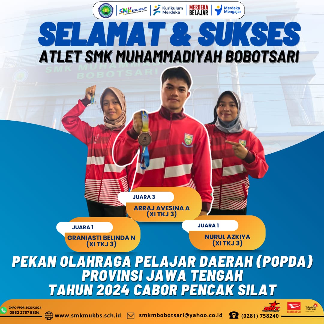 3 Siswa SMK Muhammadiyah Bobotsari Raih Kejuaraan di Popda Jateng 2024